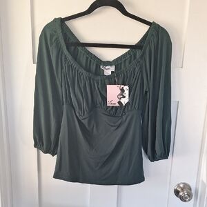 Vixen by Micheline Pitt Deep Green Blouse